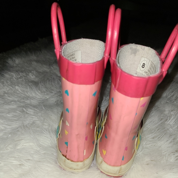 Size 8 girls unicorn rainboots - Picture 3 of 4